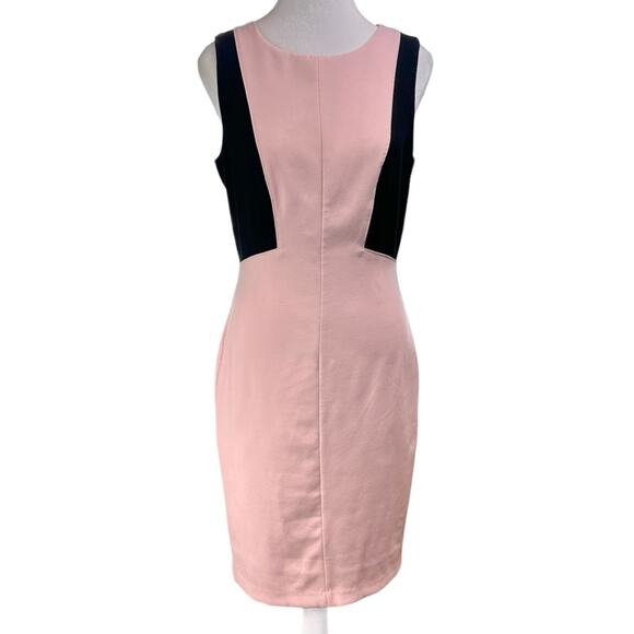 White House Black Market Dresses & Skirts - WHBM Color Block Sheath Bodycon Dress Pink Black Size 4 Barbiecore Career